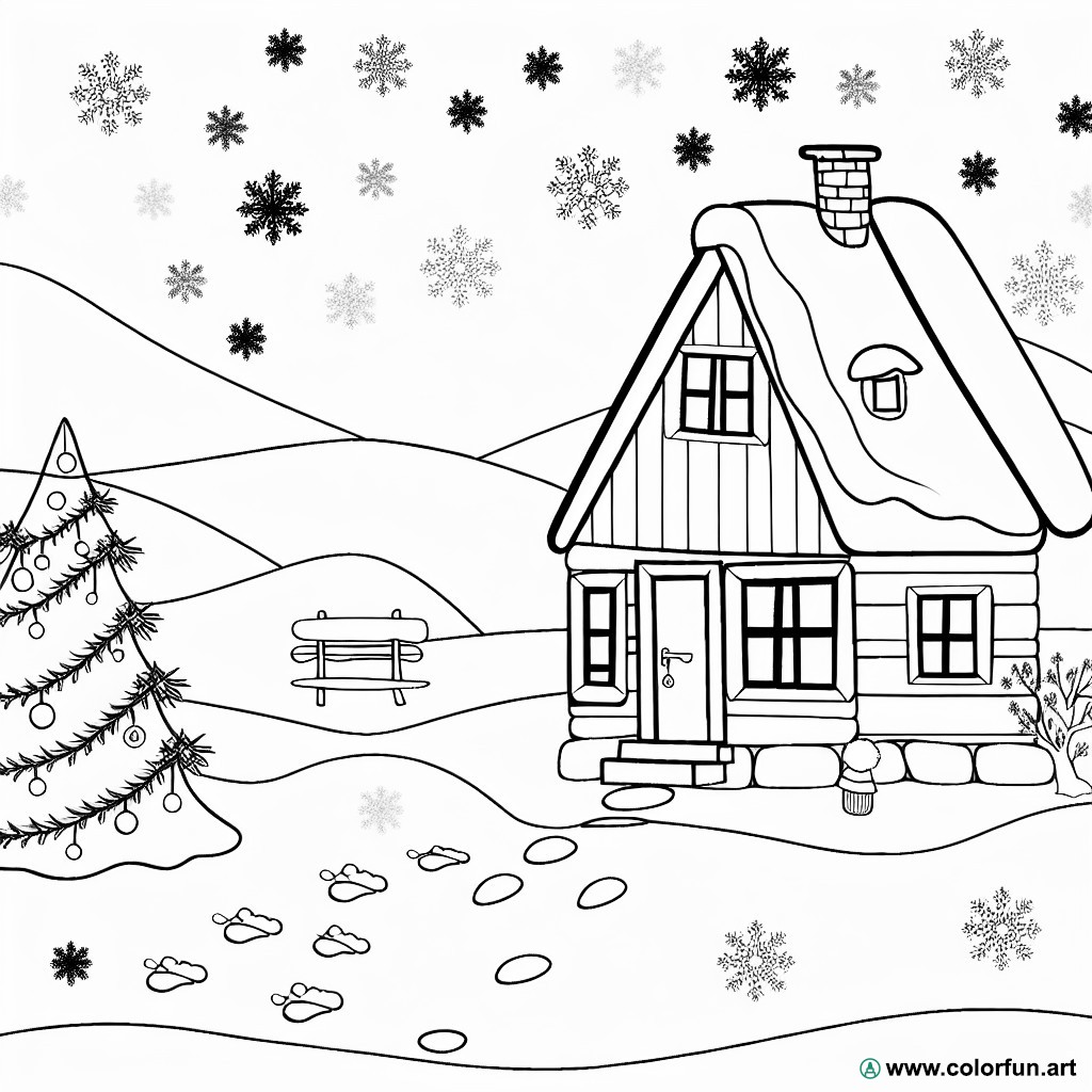 coloring page nativity winter