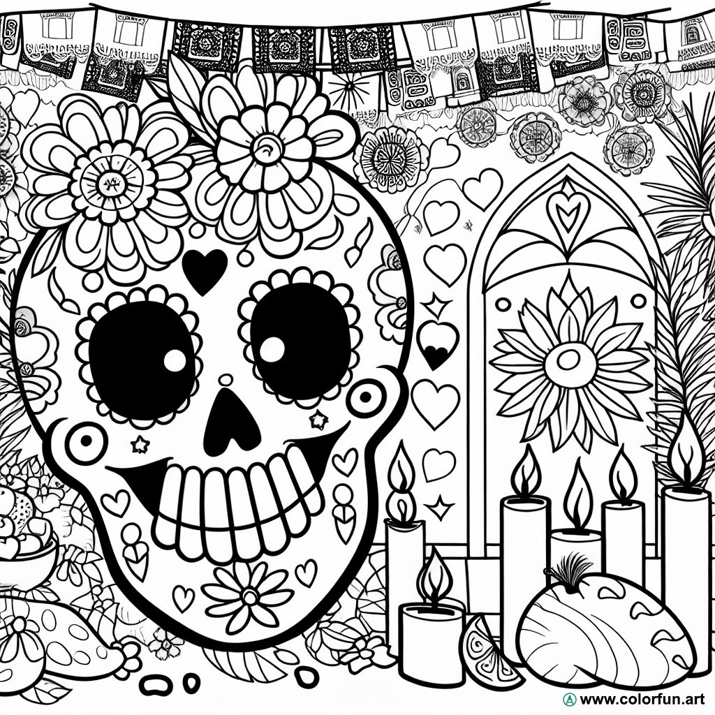 Mexican Day of the Dead coloring page