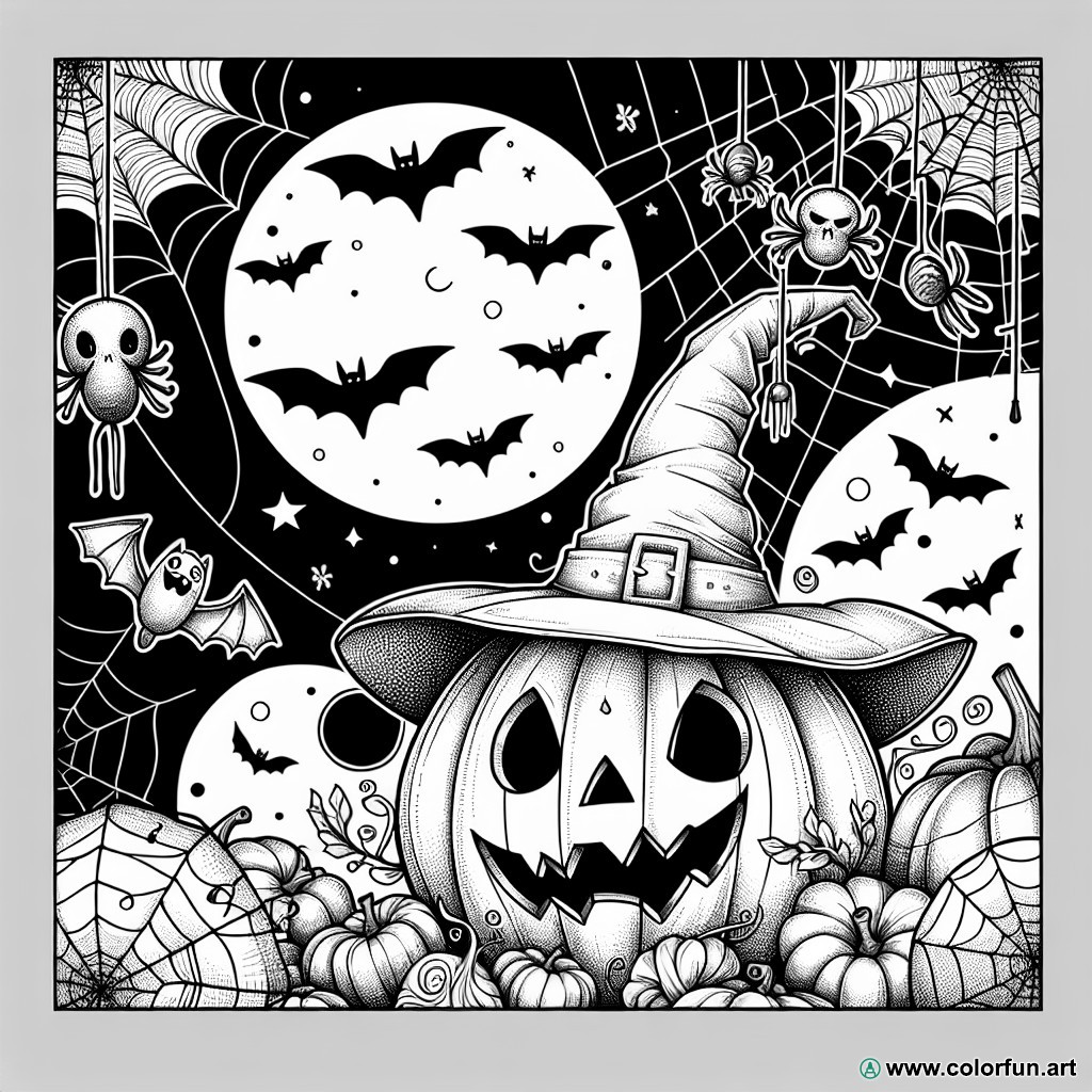 Simple and scary Halloween coloring page