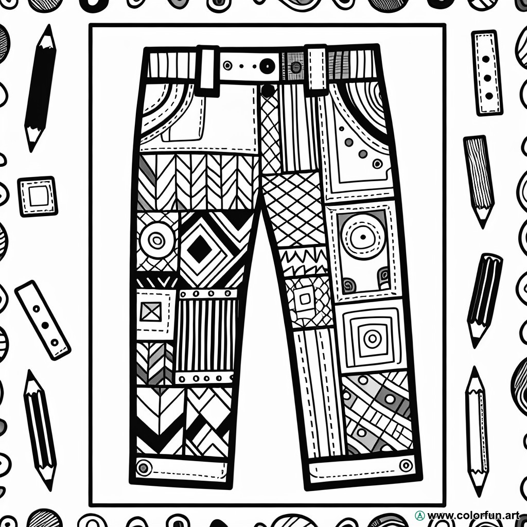 stylized pants coloring page