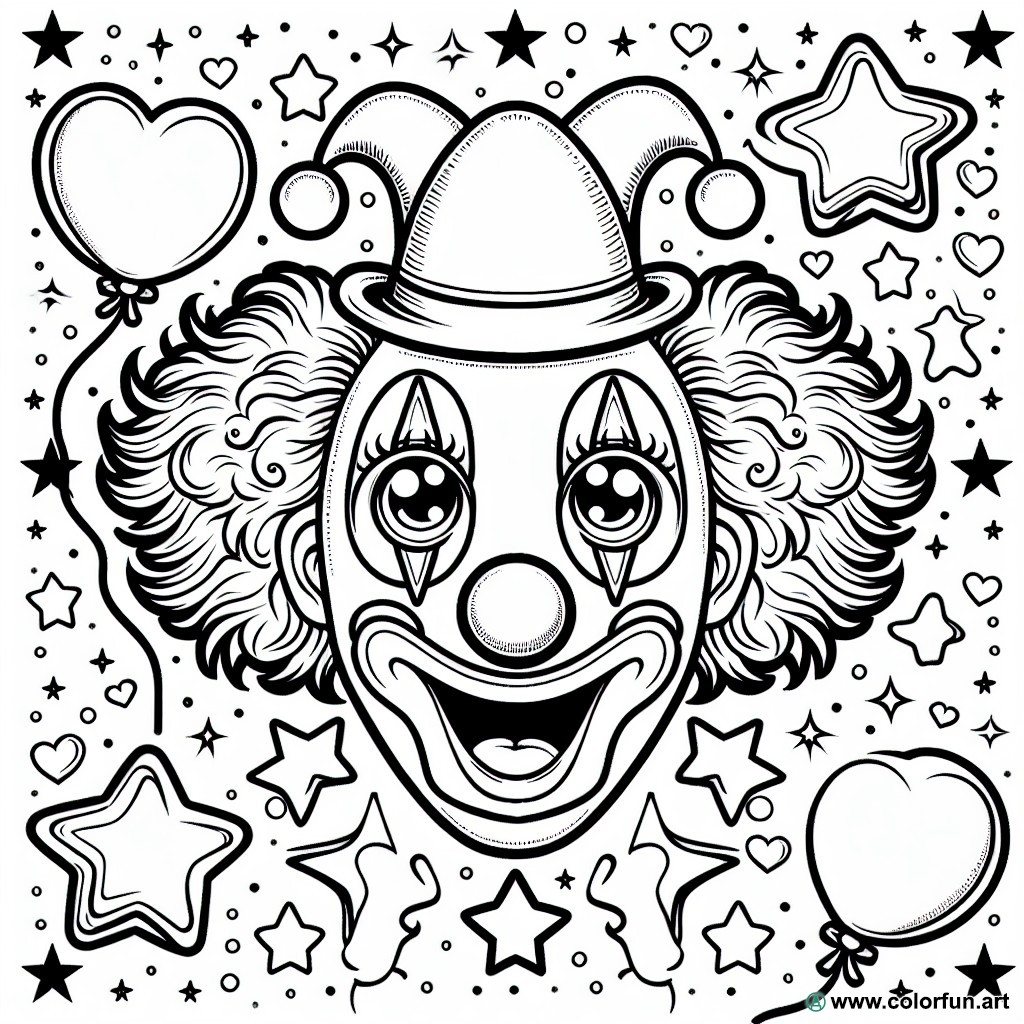 clown face coloring page
