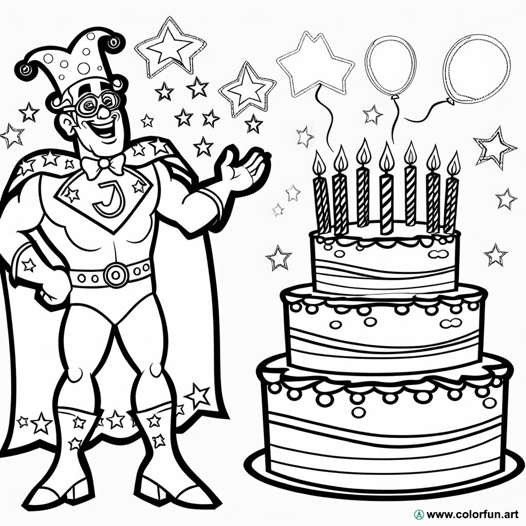 birthday coloring page 7 years superhero