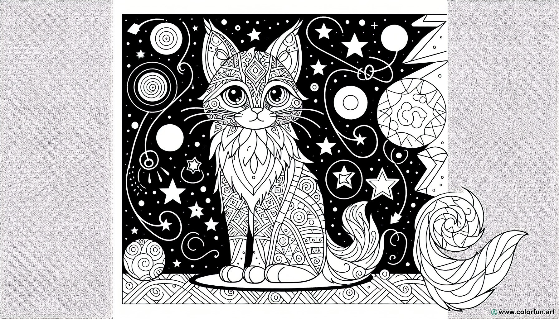 difficult cat coloring page