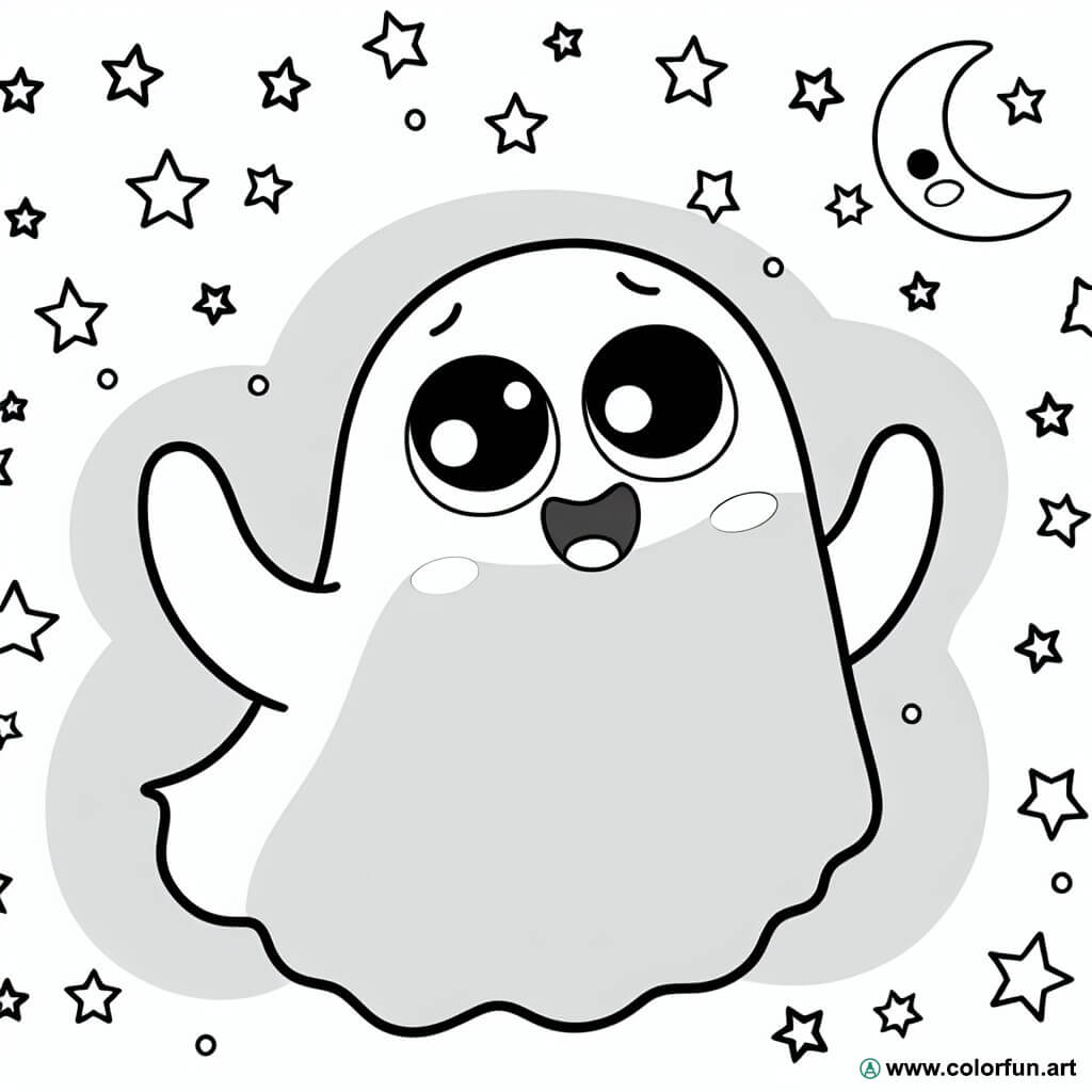 coloring page cute halloween ghost