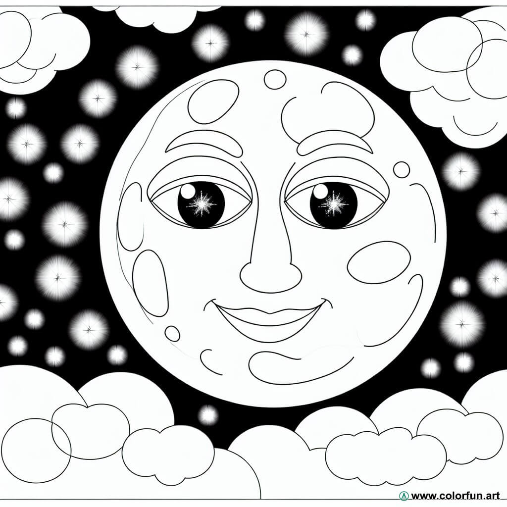 coloring page mysterious moon