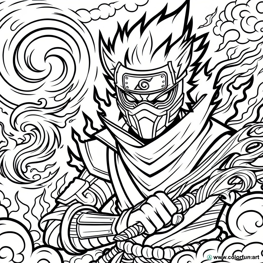 Naruto Kyubi mode coloring page