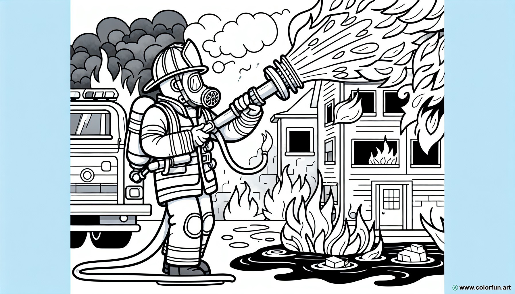 firefighter fire coloring page