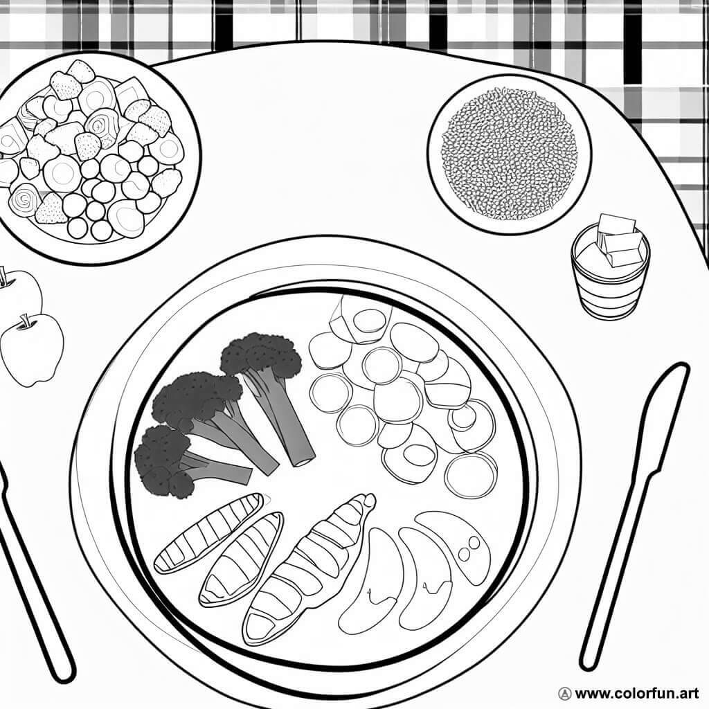 coloring page balanced meal