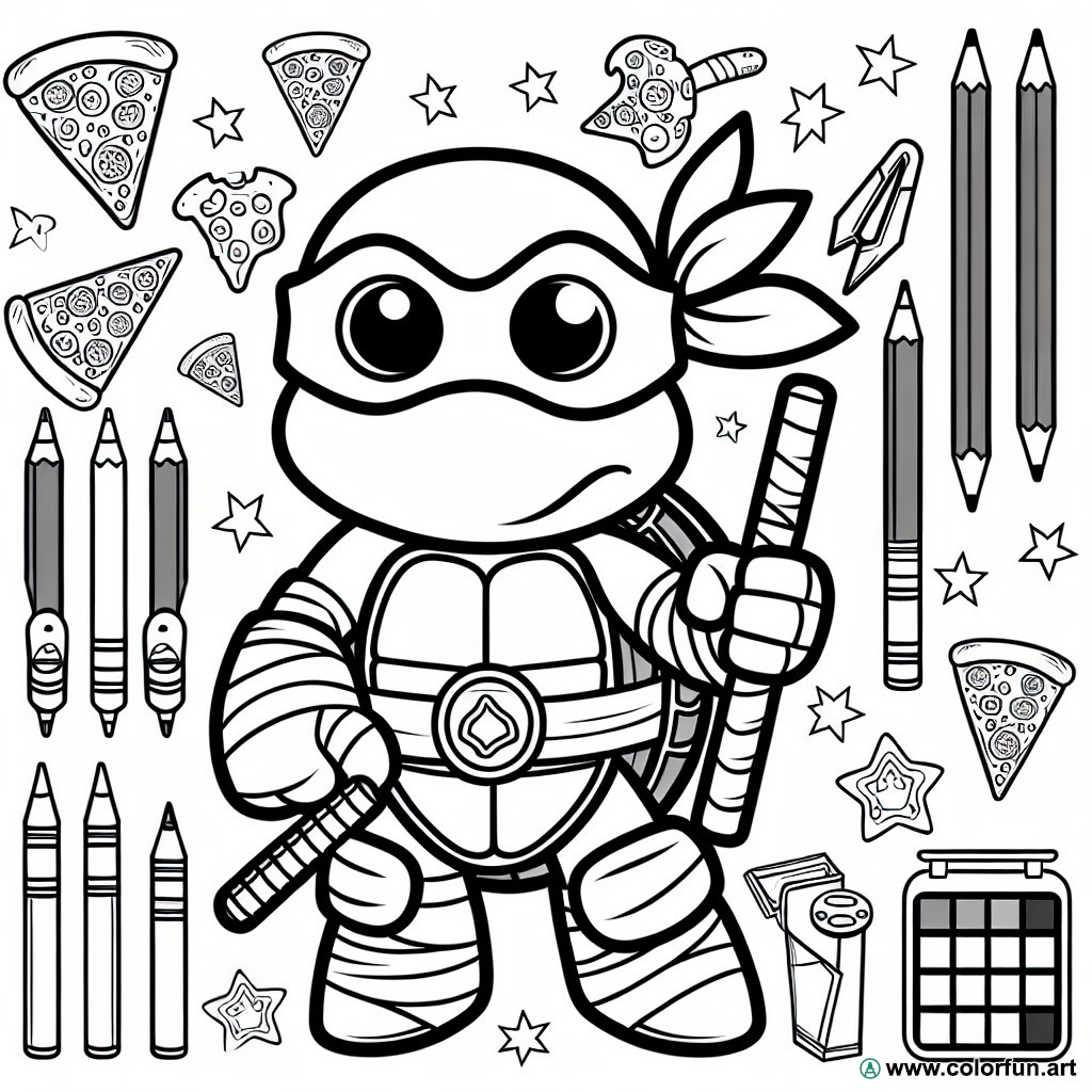 coloring page ninja turtle donatello