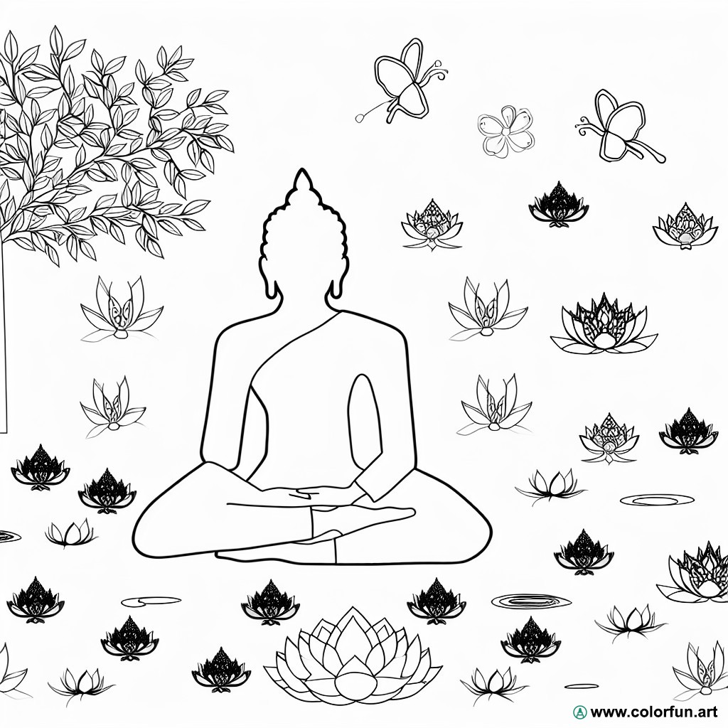 coloring page buddha relaxation