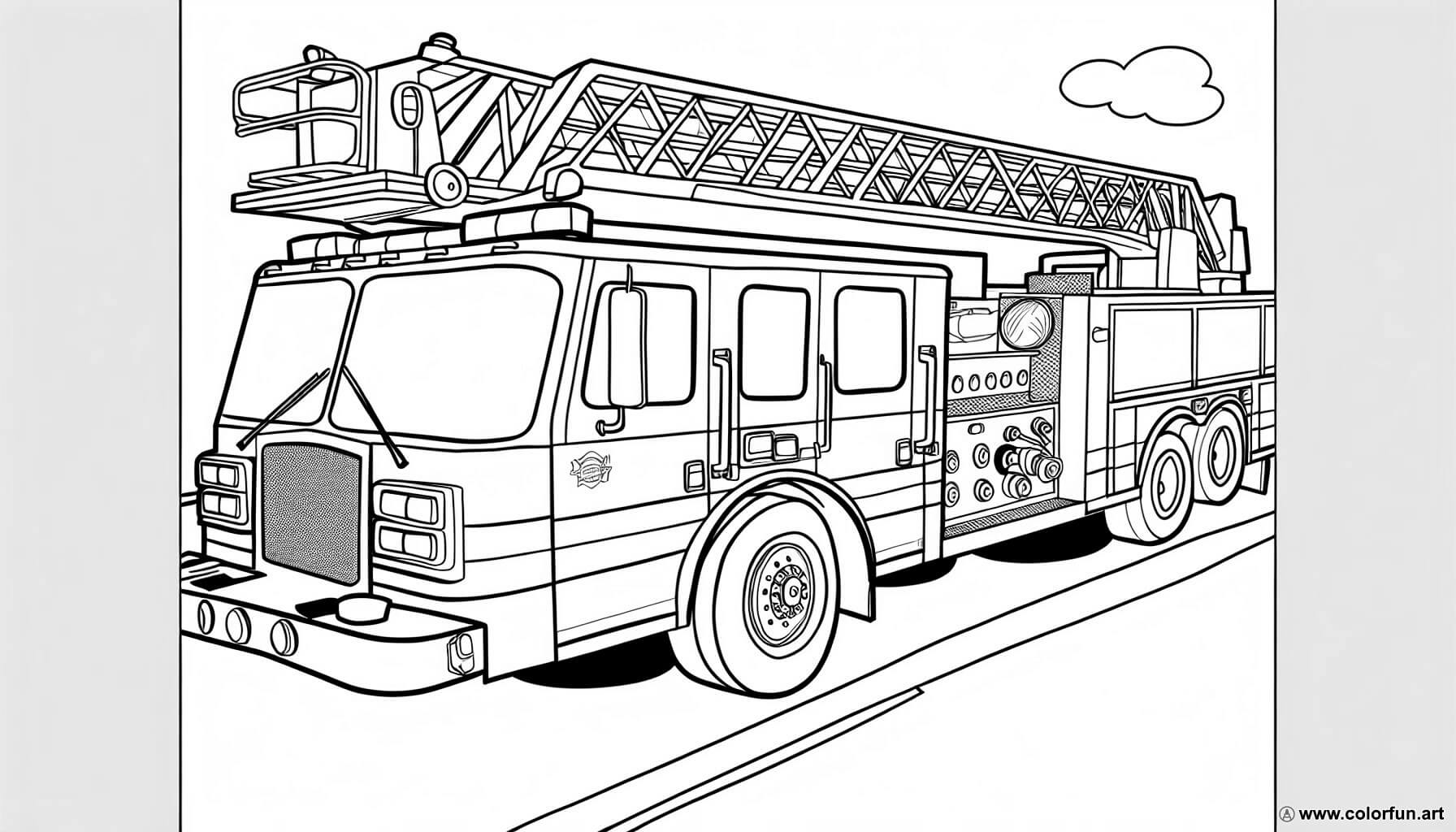 coloring page fire truck close-up
