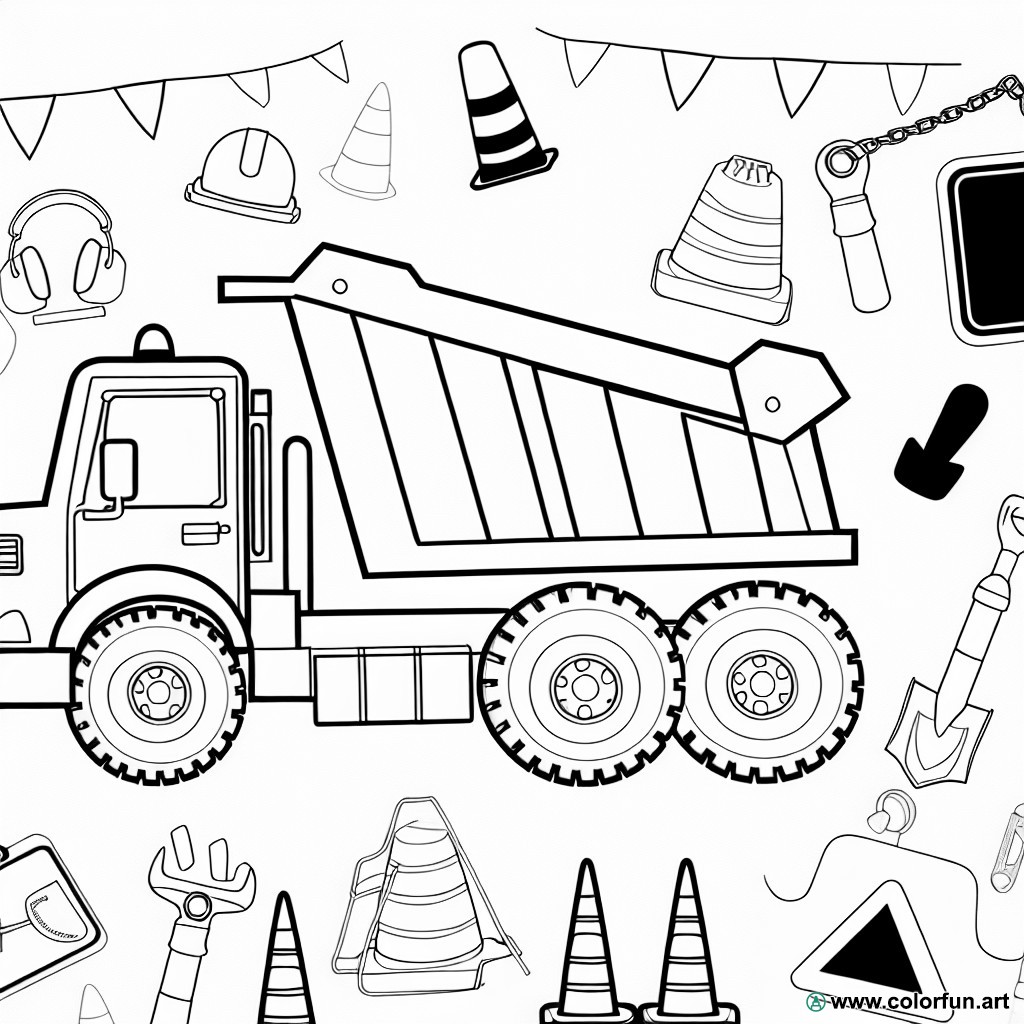 coloring page construction truck