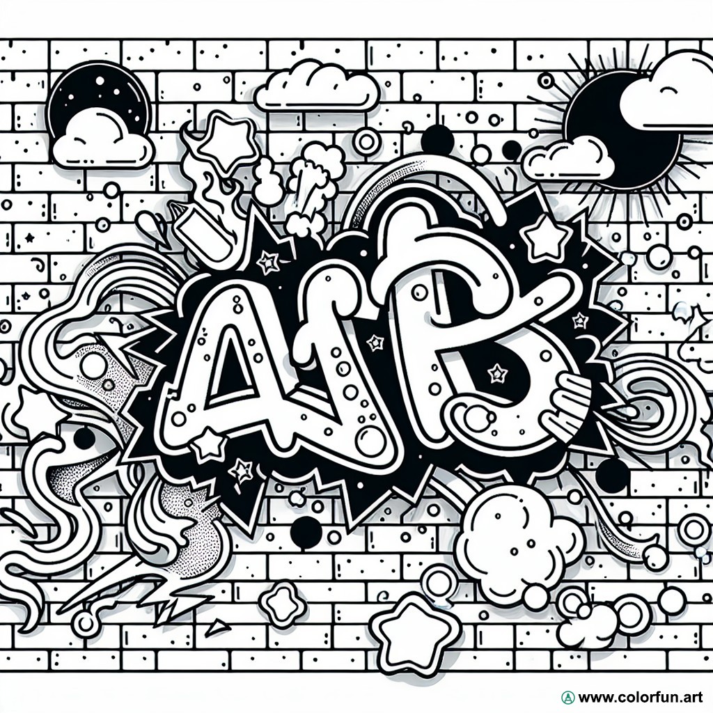 graffiti adult coloring page