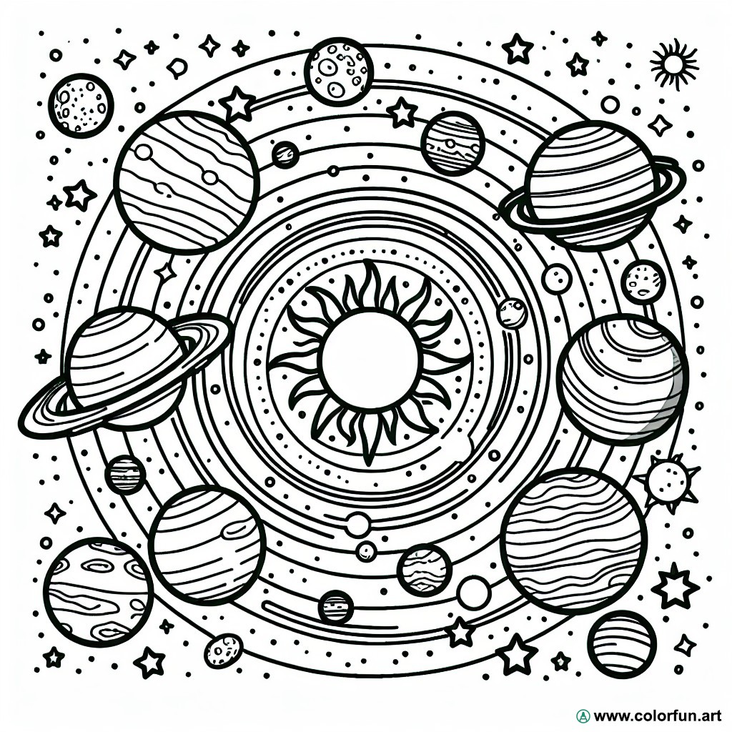 coloring page solar system space