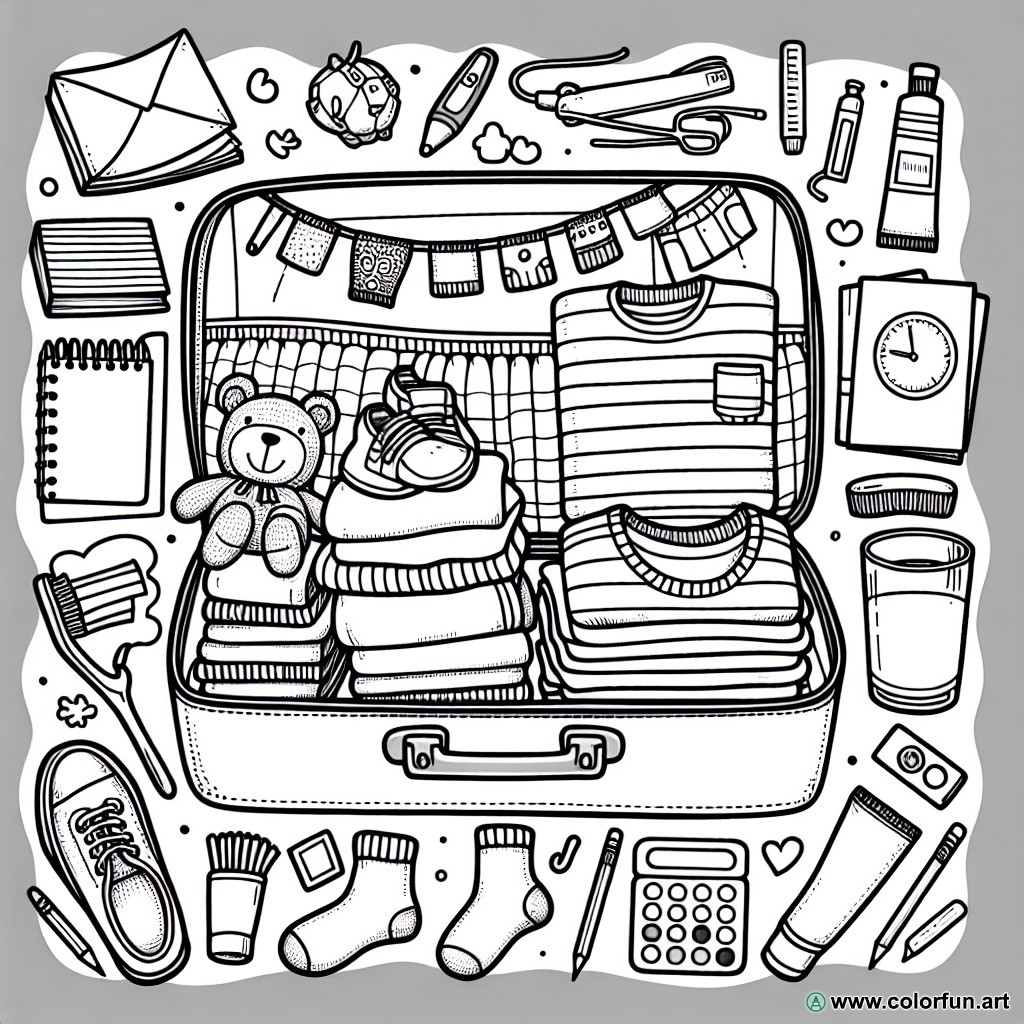 coloring page open suitcase