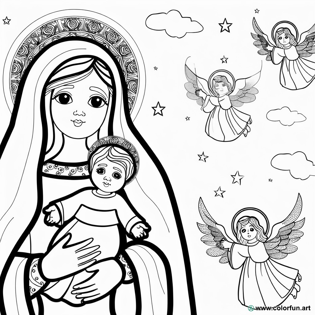 coloring page of virgin mary for adults