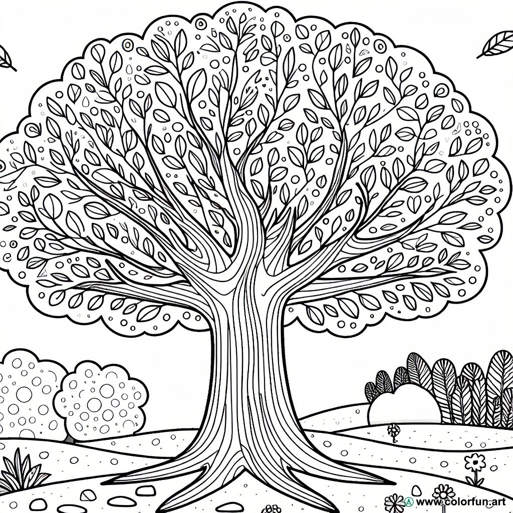 coloring page easy tree