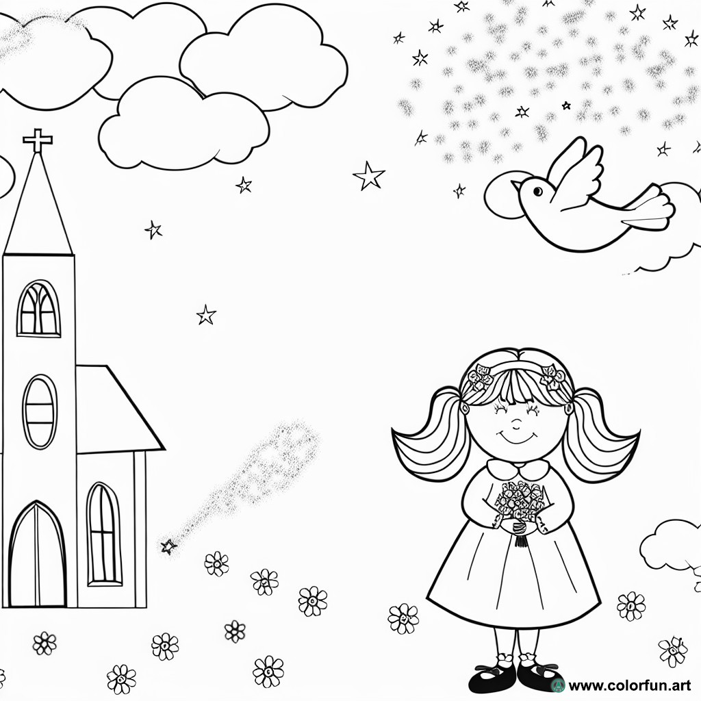 baptism girl coloring page