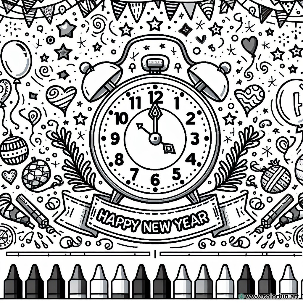 coloring page happy new year grade 1