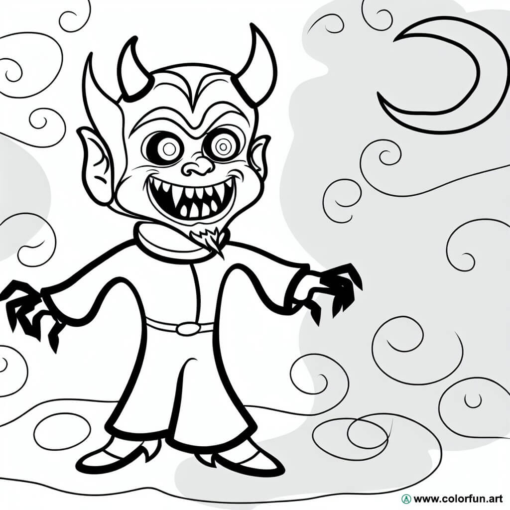 coloring page diabolical halloween