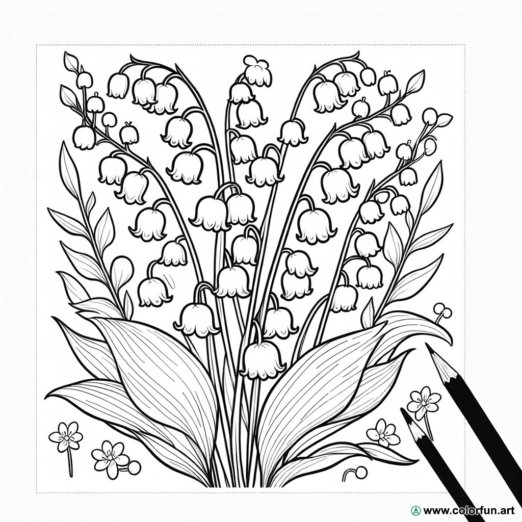 botanical lily of the valley coloring page