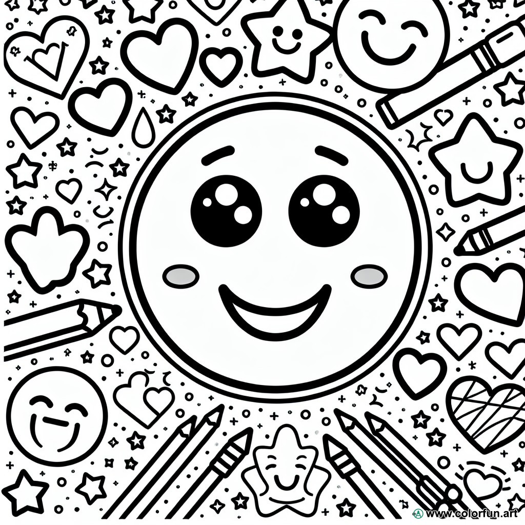 coloring page smiley emoji