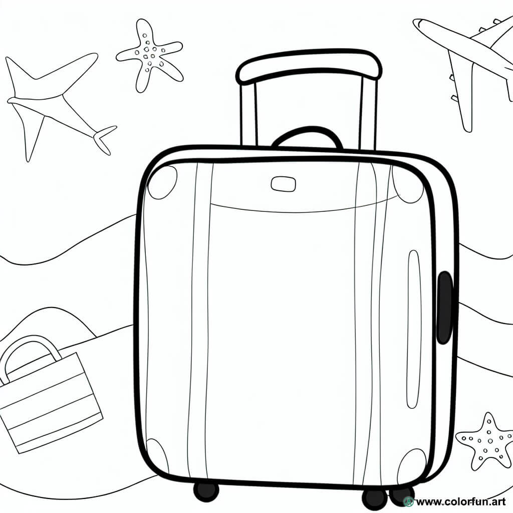 coloring page vacation suitcase