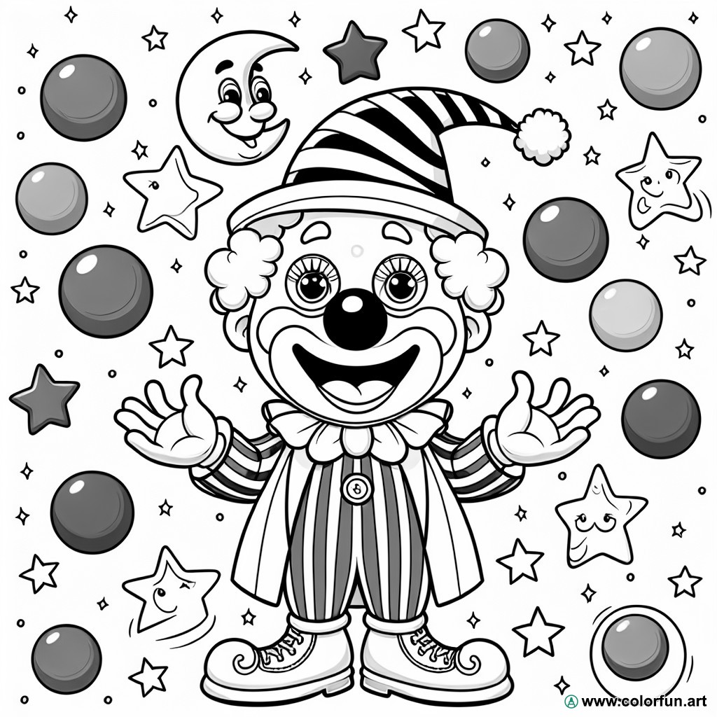coloring page clown kindergarten