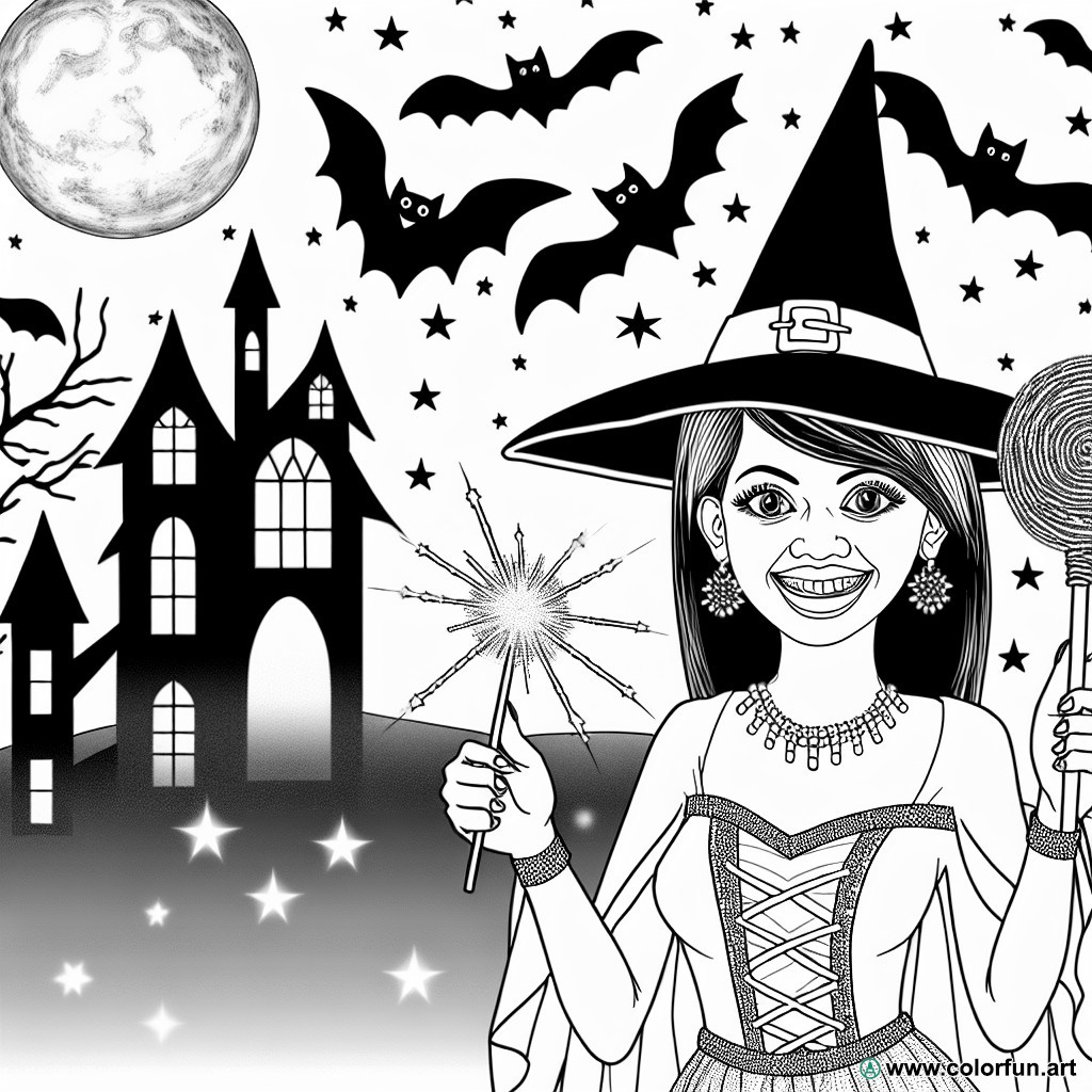 dark Halloween coloring page