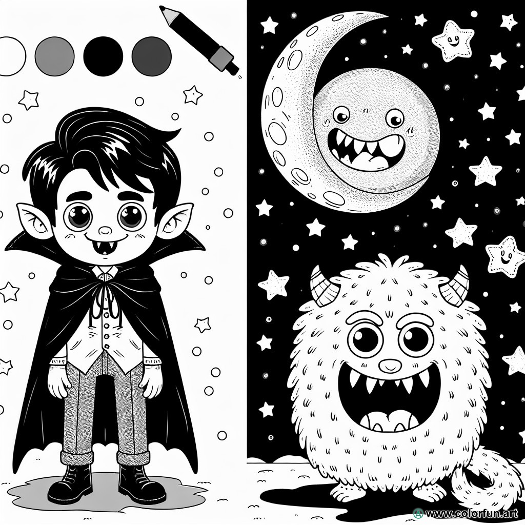 coloring page halloween vampire monster