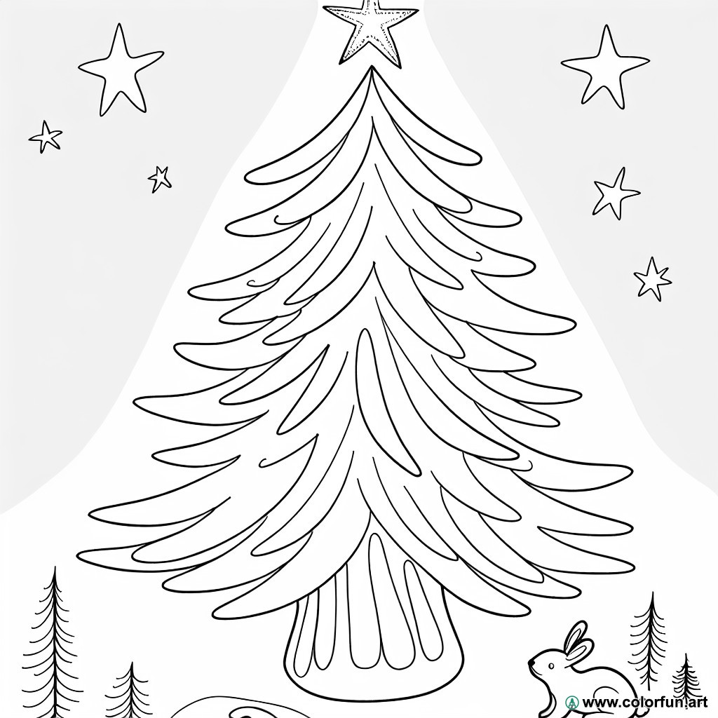 coloring page forest tree