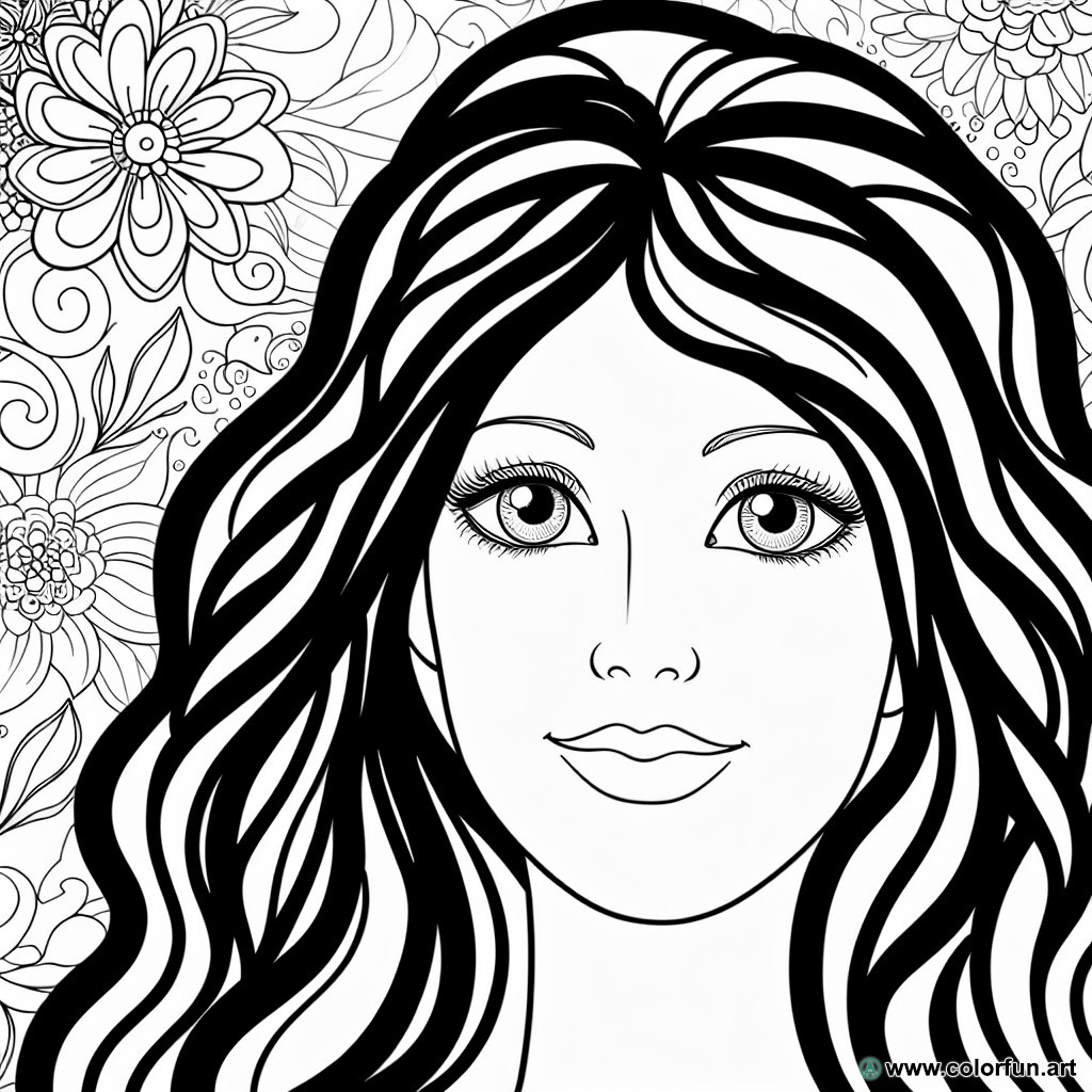 artistic woman face coloring page