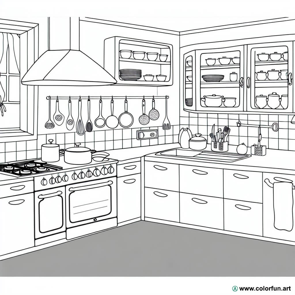 coloring page kitchen house