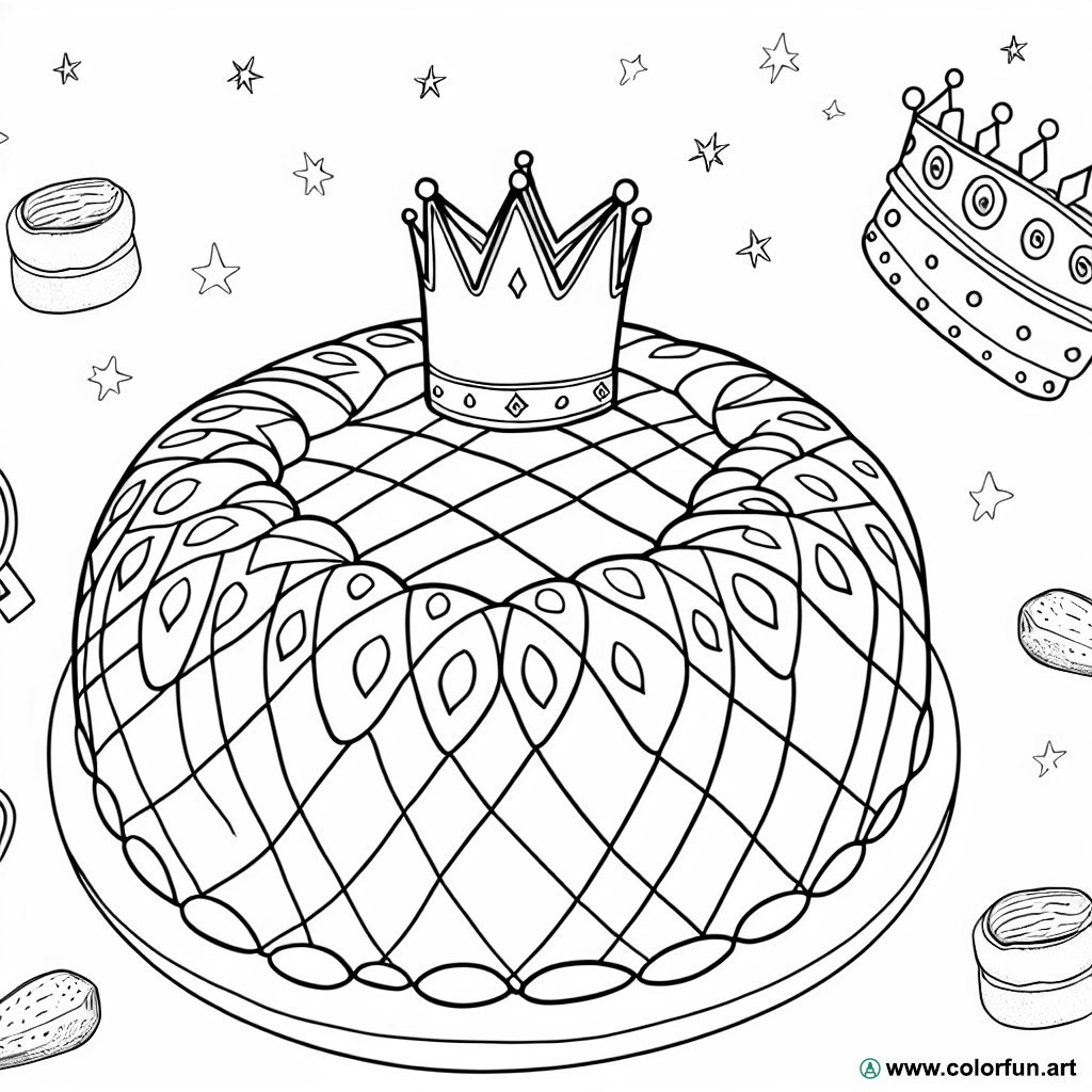 coloring page easy king cake