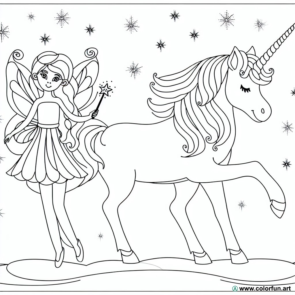 fairy unicorn coloring page