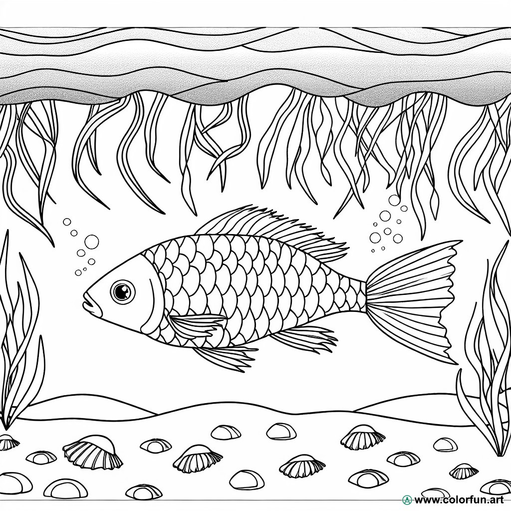 coloring page underwater sea fish