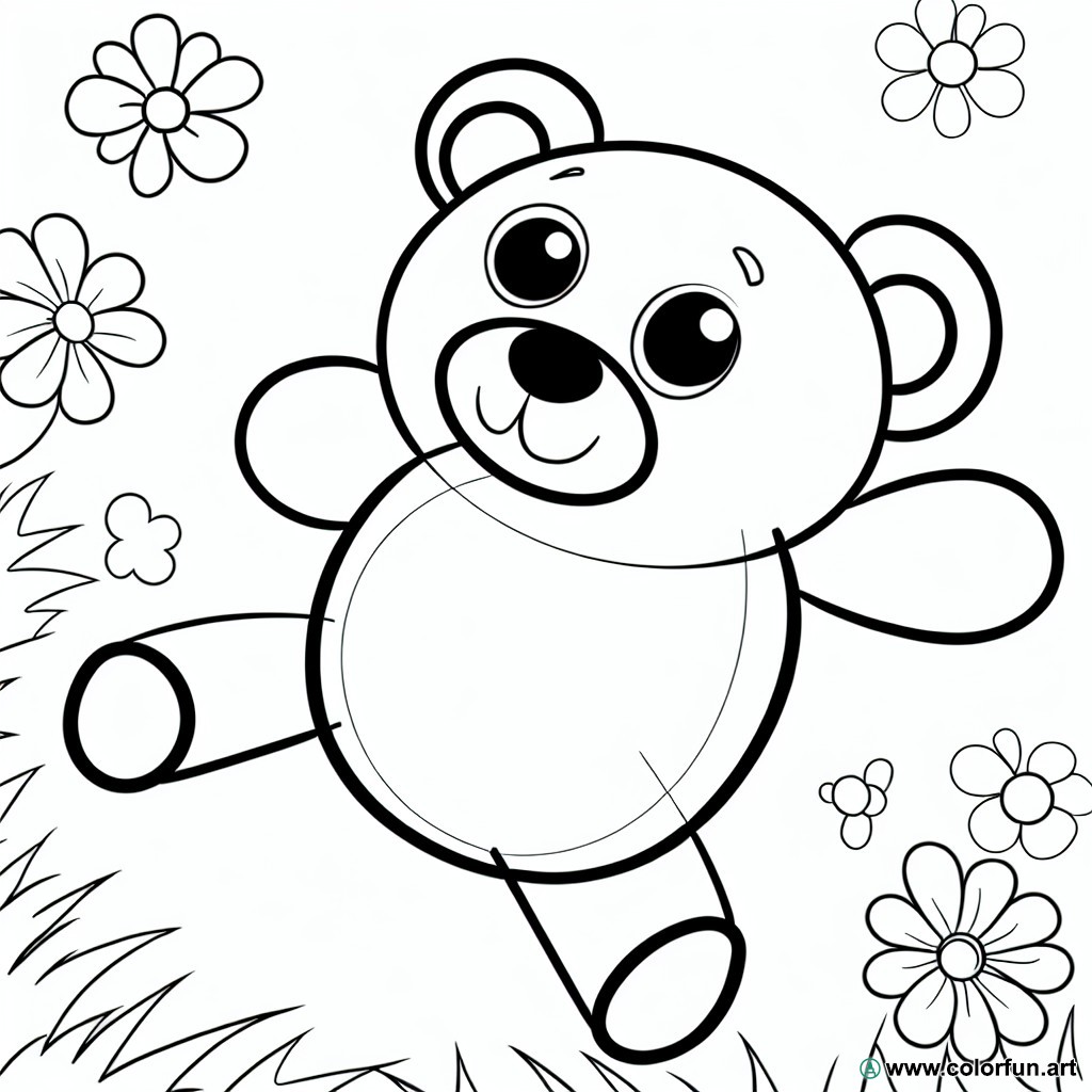 coloring page cute teddy bear