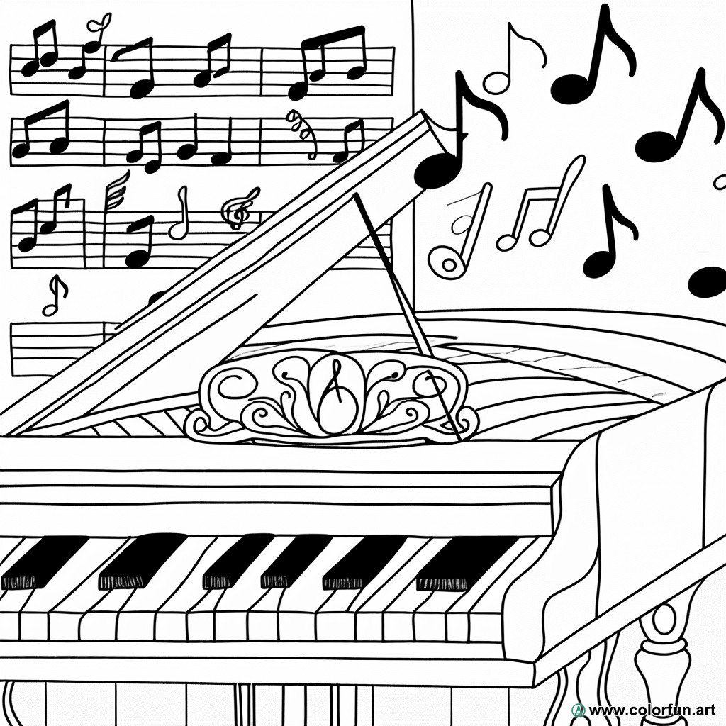 coloring page piano music