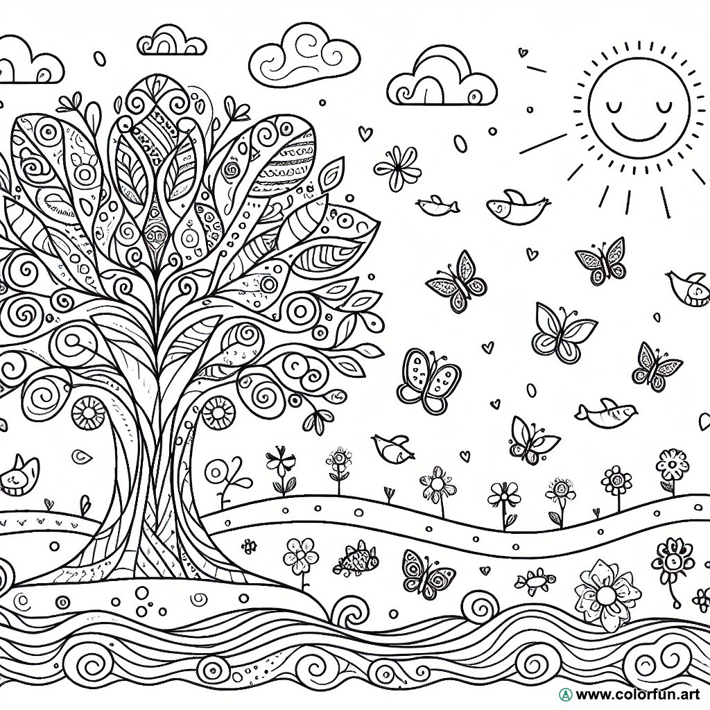 Abstract Tree of Life coloring page