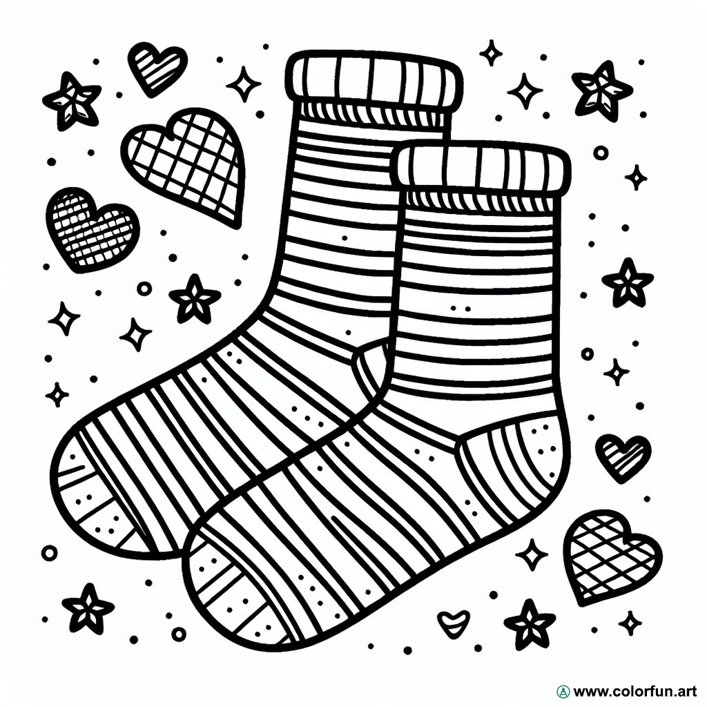striped socks coloring page
