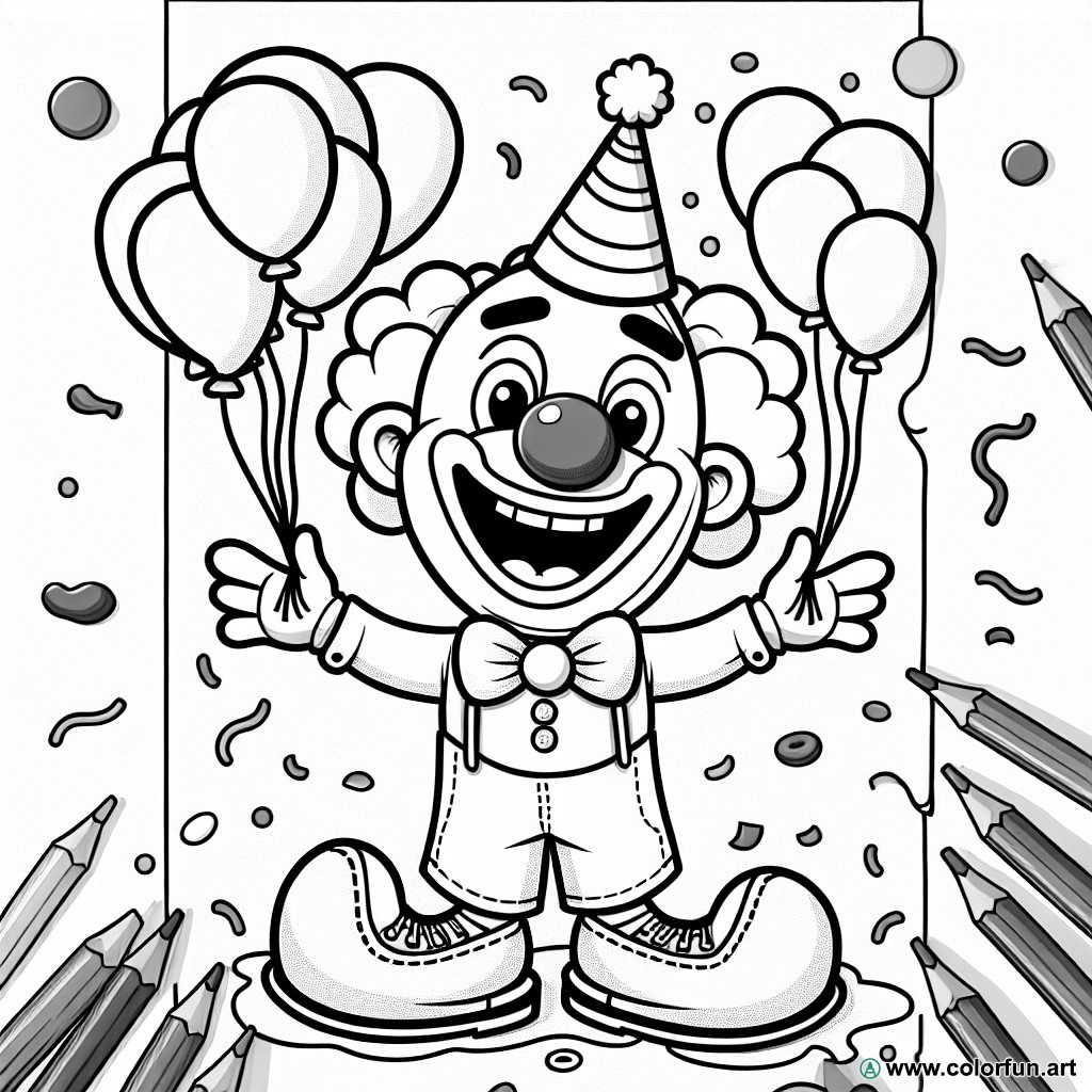 easy clown coloring page