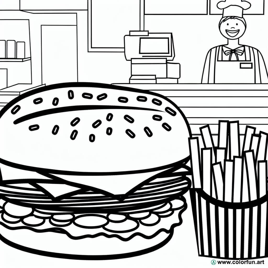 coloring page fast food