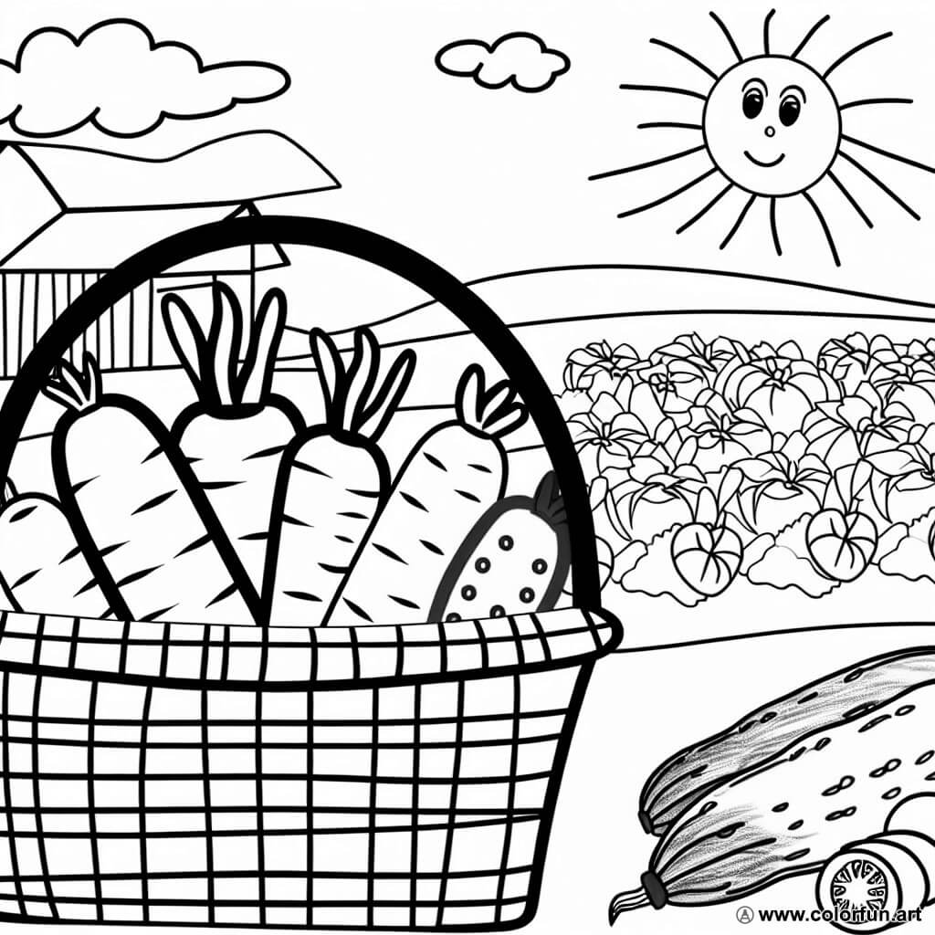 coloring page organic vegetables