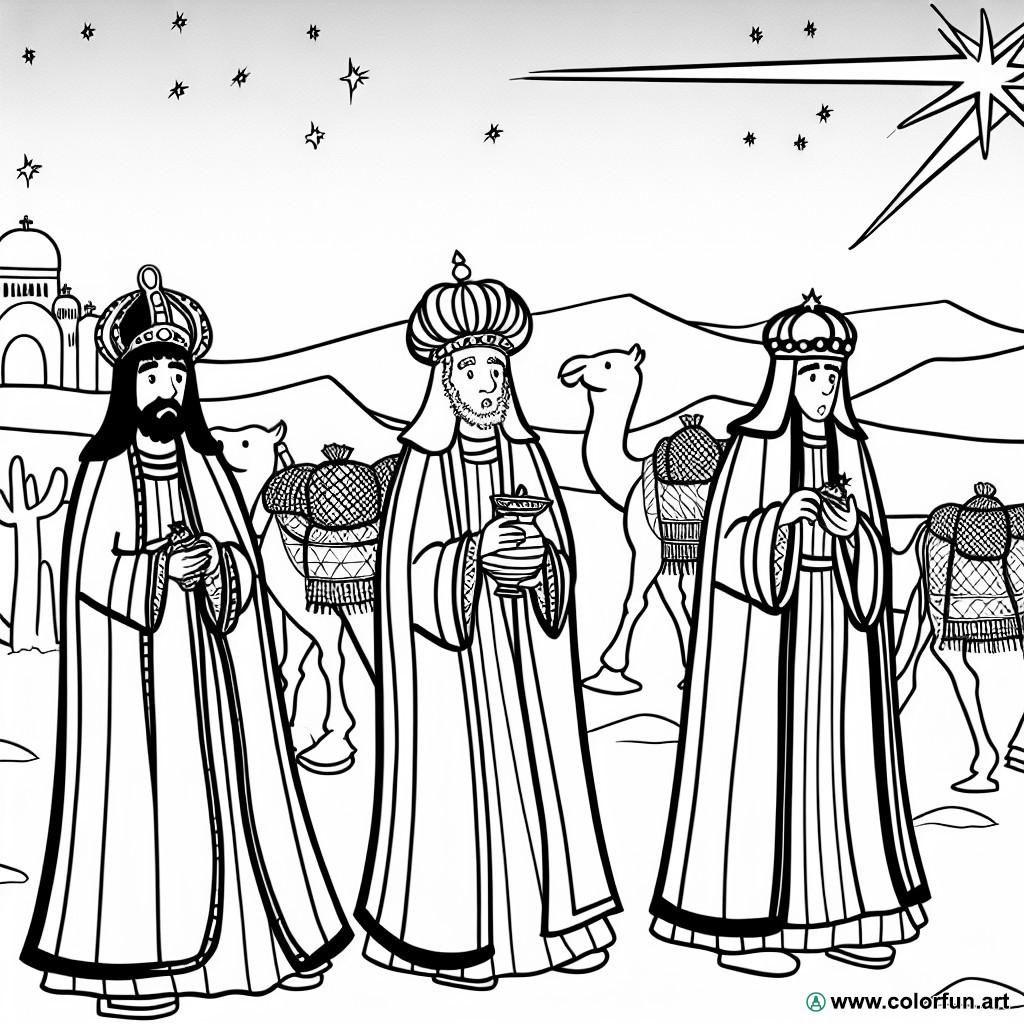 coloring page easy three wise men