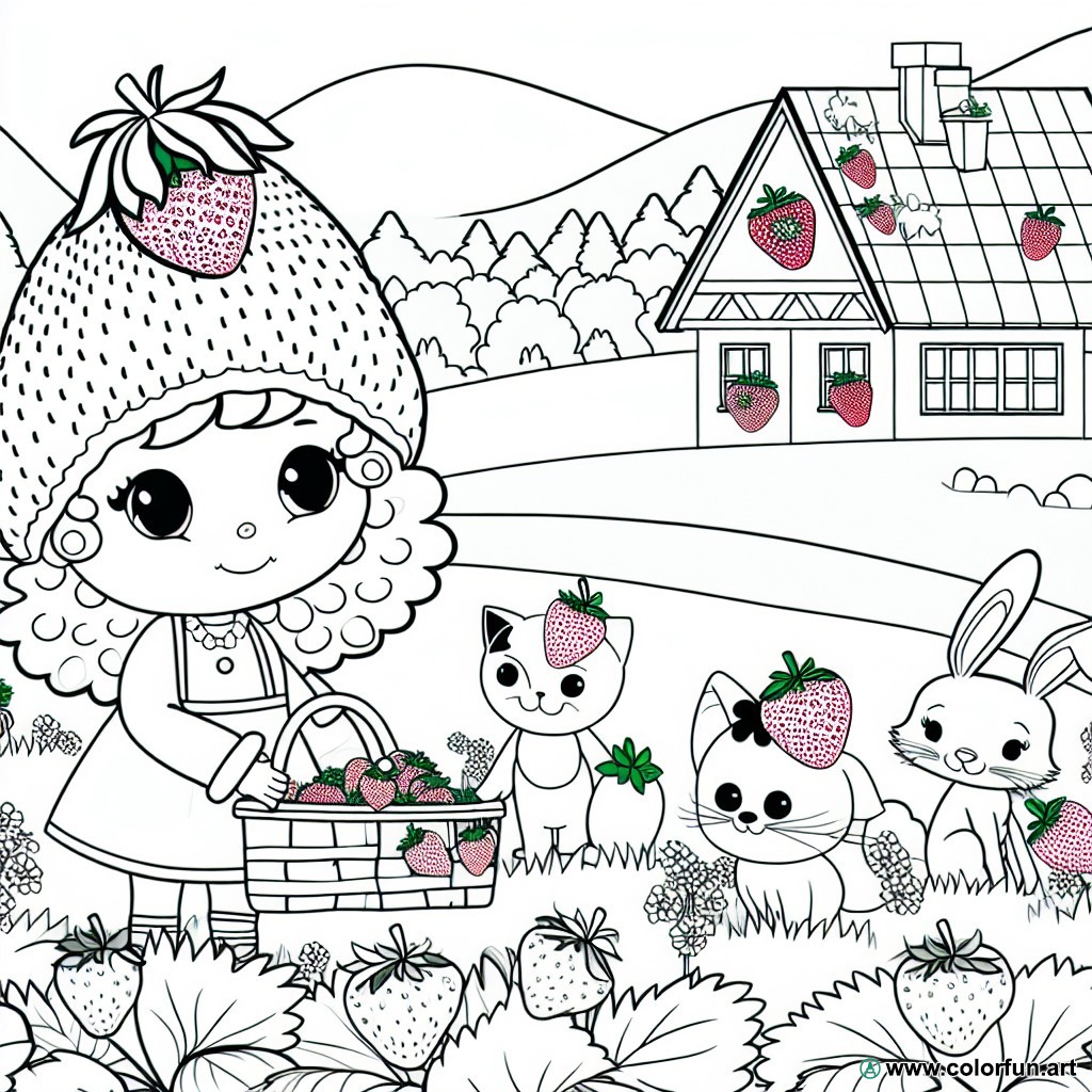 Coloring page Strawberry Shortcake and her friends