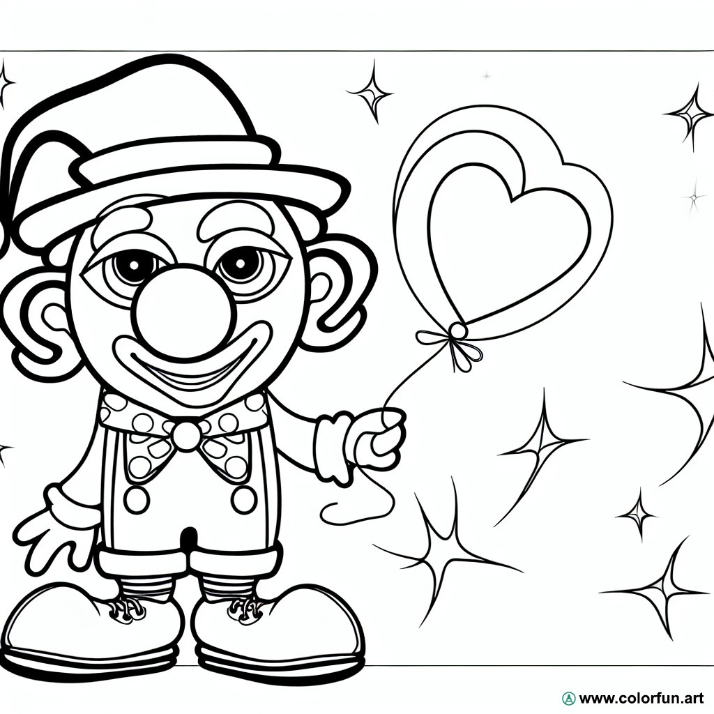 funny clown coloring page