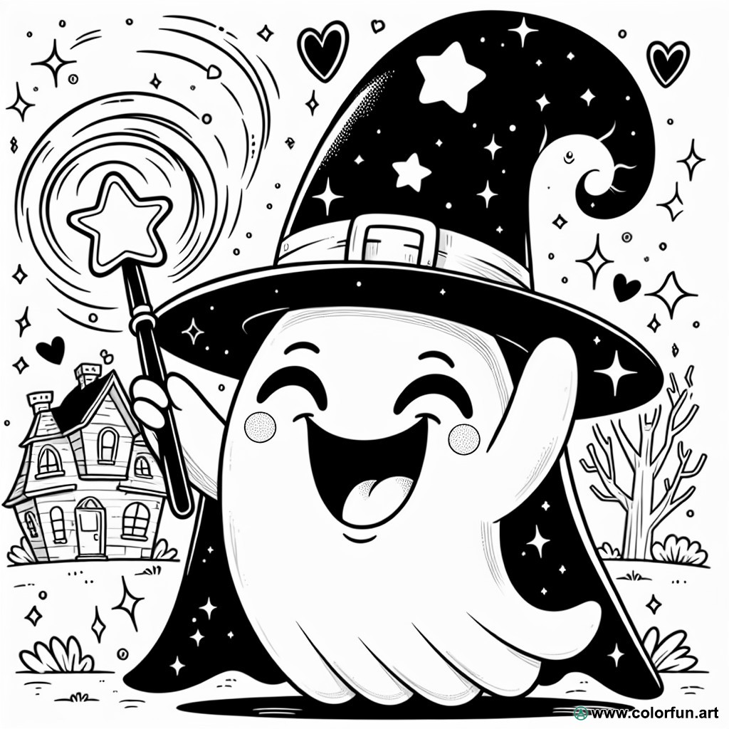 funny ghost coloring page
