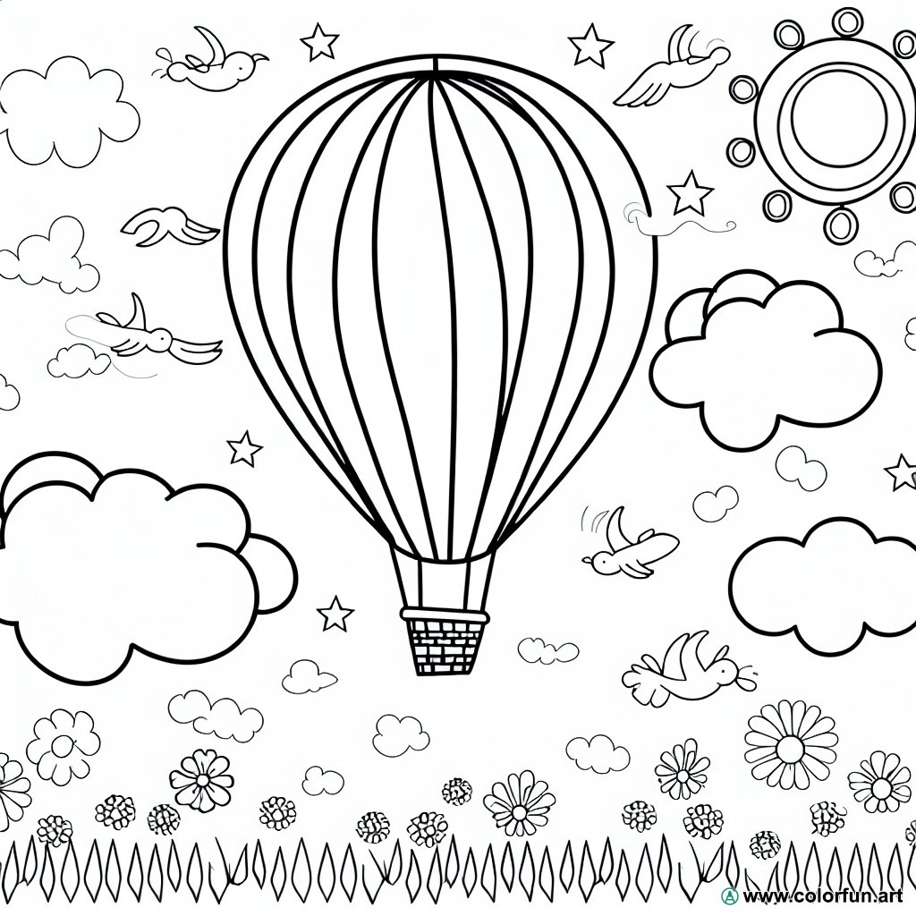 fantastic hot air balloon coloring page