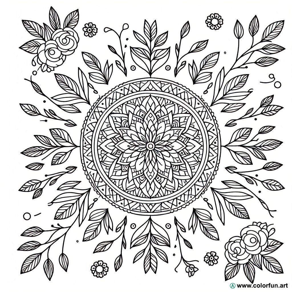 Rose mandala coloring page