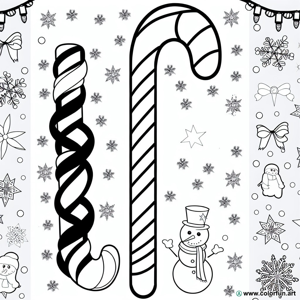 coloring page candy cane decoration